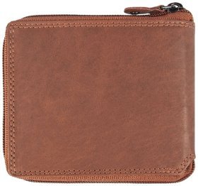 Горизонтальний чоловічий гаманець з натуральної гладкої шкіри на блискавці JCB NC38MN 94258 коричневого кольору