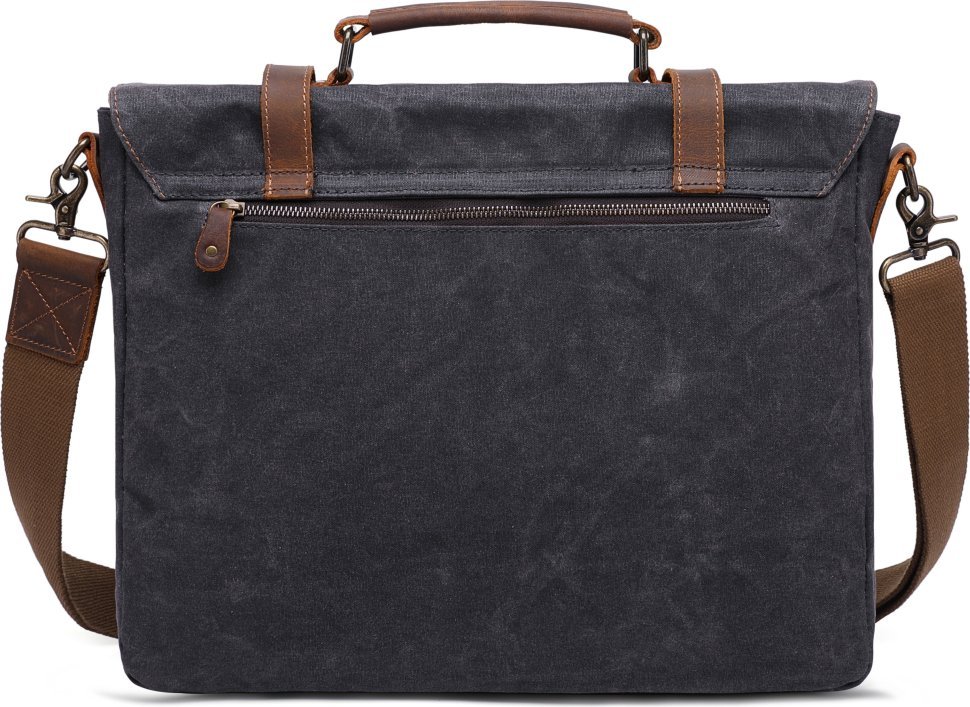 Текстильная сумка-портфель в темно-сером цвете Vintage (20060)