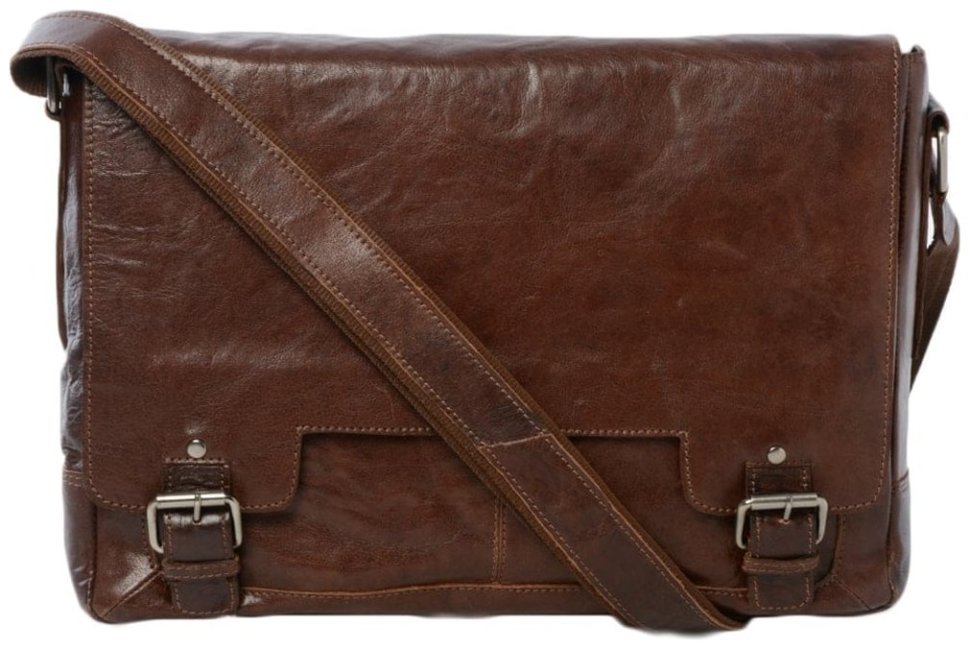 Мужская сумка мессенджер для ноутбука до 15" через плечо Ashwood коричневого цвета 94358 modnotak фото №1