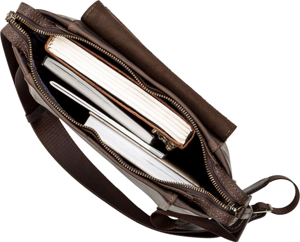 Повседневная мужская винтажная сумка через плечо из кожи крейзи хорс SHVIGEL (11097)