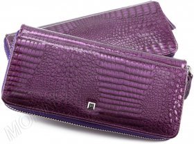 Пурпурный женский кошелек на молнии под много карточек H - Leather Accessories (17263)