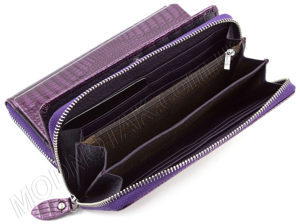 Пурпурний жіночий гаманець на блискавки під багато карток H - Leather Accessories (17263)