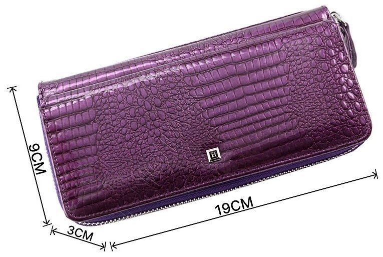 Пурпурный женский кошелек на молнии под много карточек H - Leather Accessories (17263) modnotak фото №3