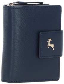 Классическое женское портмоне с RFID защитой из фактурной кожи Ashwood 94458 синего цвета