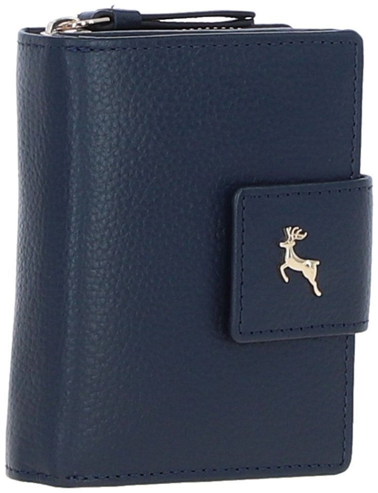 Классическое женское портмоне с RFID защитой из фактурной кожи Ashwood 94458 синего цвета modnotak фото №1