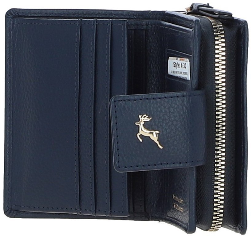 Классическое женское портмоне с RFID защитой из фактурной кожи Ashwood 94458 синего цвета modnotak фото №2