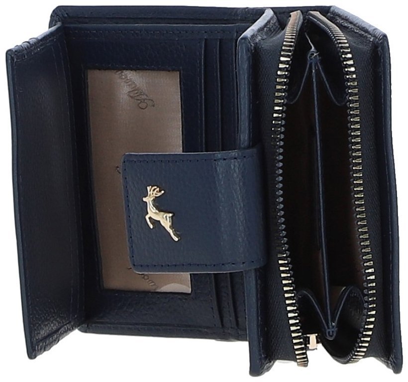 Классическое женское портмоне с RFID защитой из фактурной кожи Ashwood 94458 синего цвета modnotak фото №3