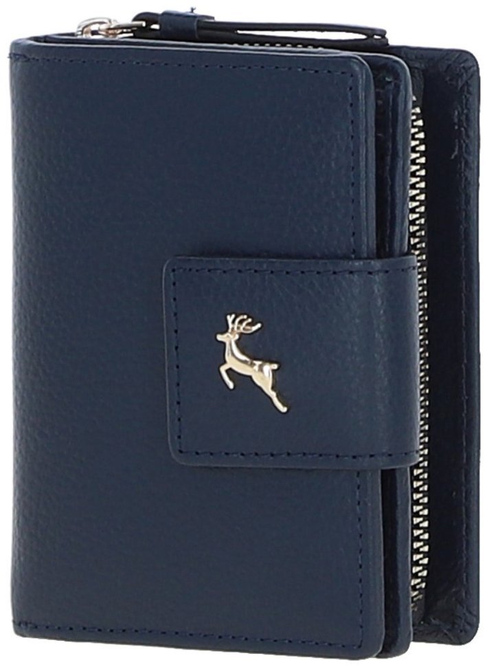 Классическое женское портмоне с RFID защитой из фактурной кожи Ashwood 94458 синего цвета modnotak фото №4