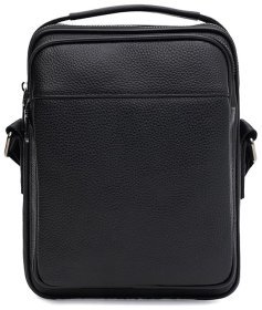 Повседневная мужская барсетка из кожи флотар с ручкой для носки Borsa Leather 104558 черного цвета