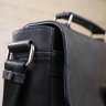 Черная мужская сумка-барсетка из винтажной кожи с клапаном SHVIGEL (11137) - 8
