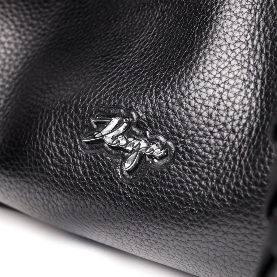 Кожаная женская сумка в классическом черном цвете с ручками KARYA (2420844)