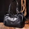 Шкіряна жіноча сумка в класичному чорному кольорі з ручками KARYA (2420844) - 8