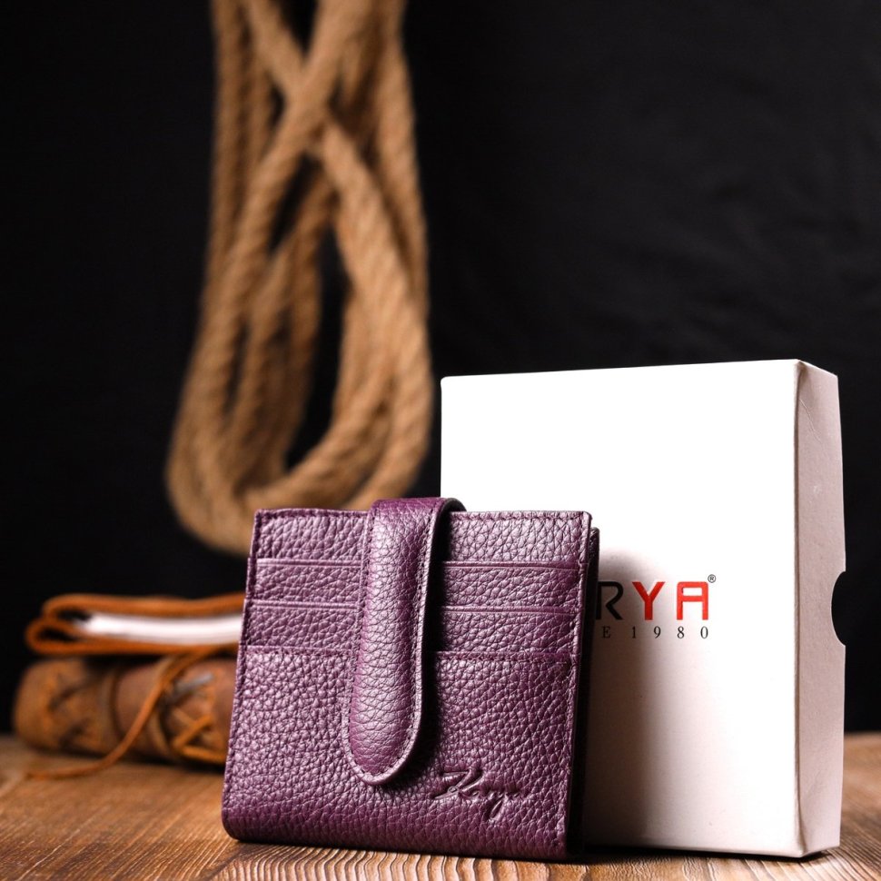 Компактный женский кошелек фиолетового цвета из натуральной кожи KARYA (2420944)