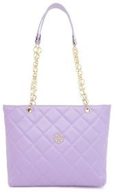 Стильная стёганая женская сумка из кожзама с длинными ручками Monsen 94658 фиолетового цвета