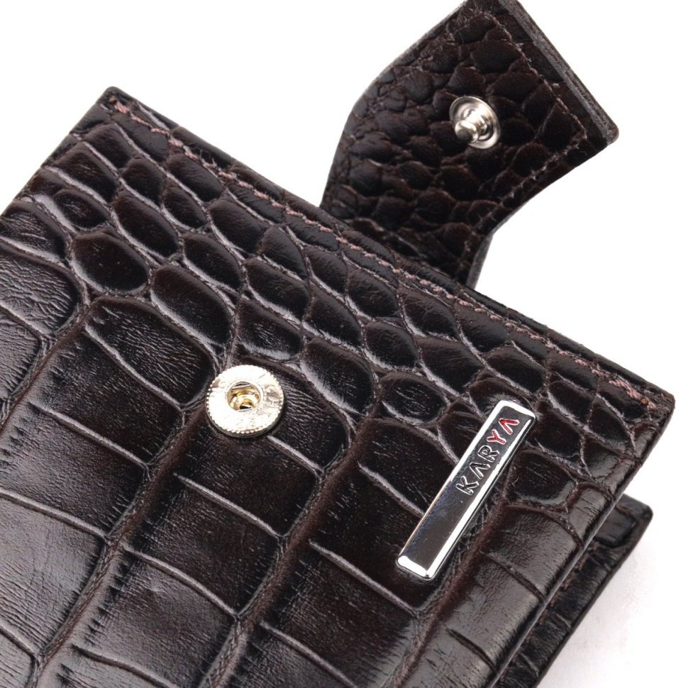 Стильний чоловічий гаманець із натуральної фактурної шкіри під крокодила із затискачем для купюр KARYA (2421044)