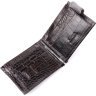 Стильный мужской кошелек из натуральной фактурной кожи под крокодила с зажимом для купюр KARYA (2421044) - 4