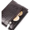 Стильний чоловічий гаманець із натуральної фактурної шкіри під крокодила із затискачем для купюр KARYA (2421044) - 7