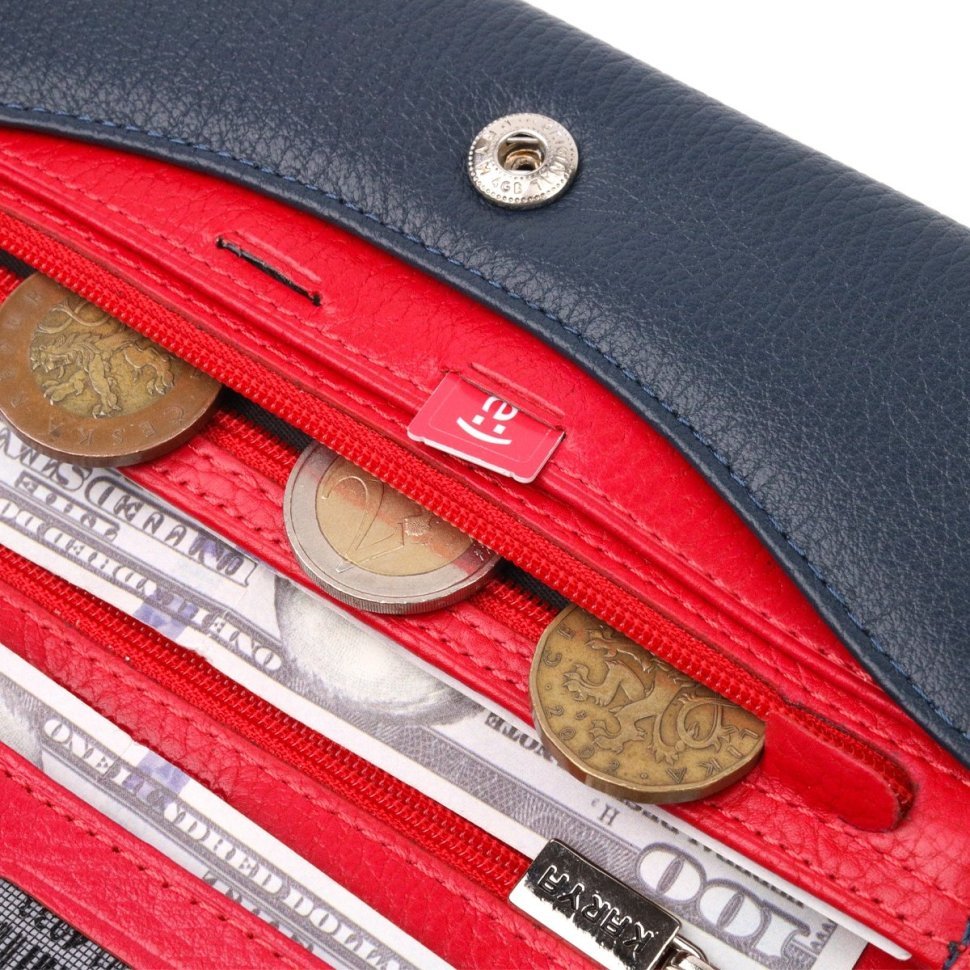 Двоколірний жіночий гаманець із натуральної шкіри турецького бренду KARYA (2421144)