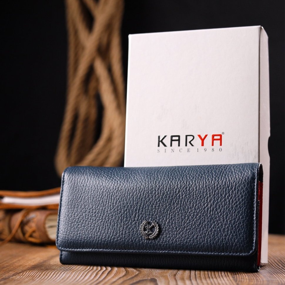 Двухцветный женский кошелек из натуральной кожи турецкого бренда KARYA (2421144)