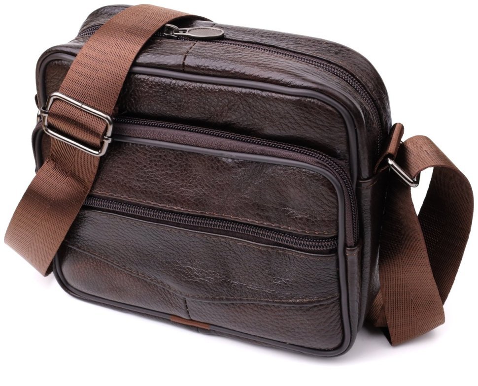 Горизонтальна чоловіча сумка з натуральної шкіри Vintage 94858 коричневого кольору фото №1 Горизонтальна чоловіча сумка з натуральної шкіри Vintage 94858 коричневого кольору modnotak фото №1