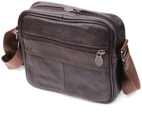 Горизонтальна чоловіча сумка з натуральної шкіри Vintage 94858 коричневого кольору