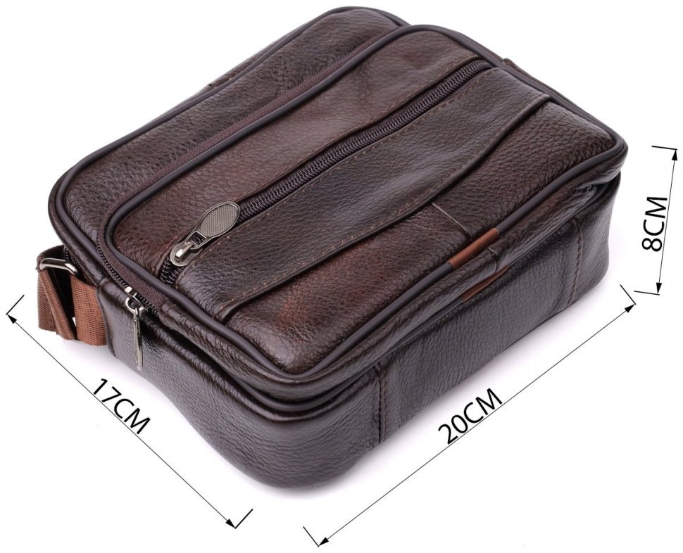 Горизонтальна чоловіча сумка з натуральної шкіри Vintage 94858 коричневого кольору фото №3 Горизонтальна чоловіча сумка з натуральної шкіри Vintage 94858 коричневого кольору modnotak фото №3