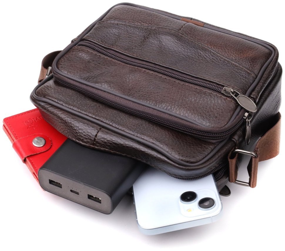 Горизонтальна чоловіча сумка з натуральної шкіри Vintage 94858 коричневого кольору фото №8 Горизонтальна чоловіча сумка з натуральної шкіри Vintage 94858 коричневого кольору modnotak фото №8