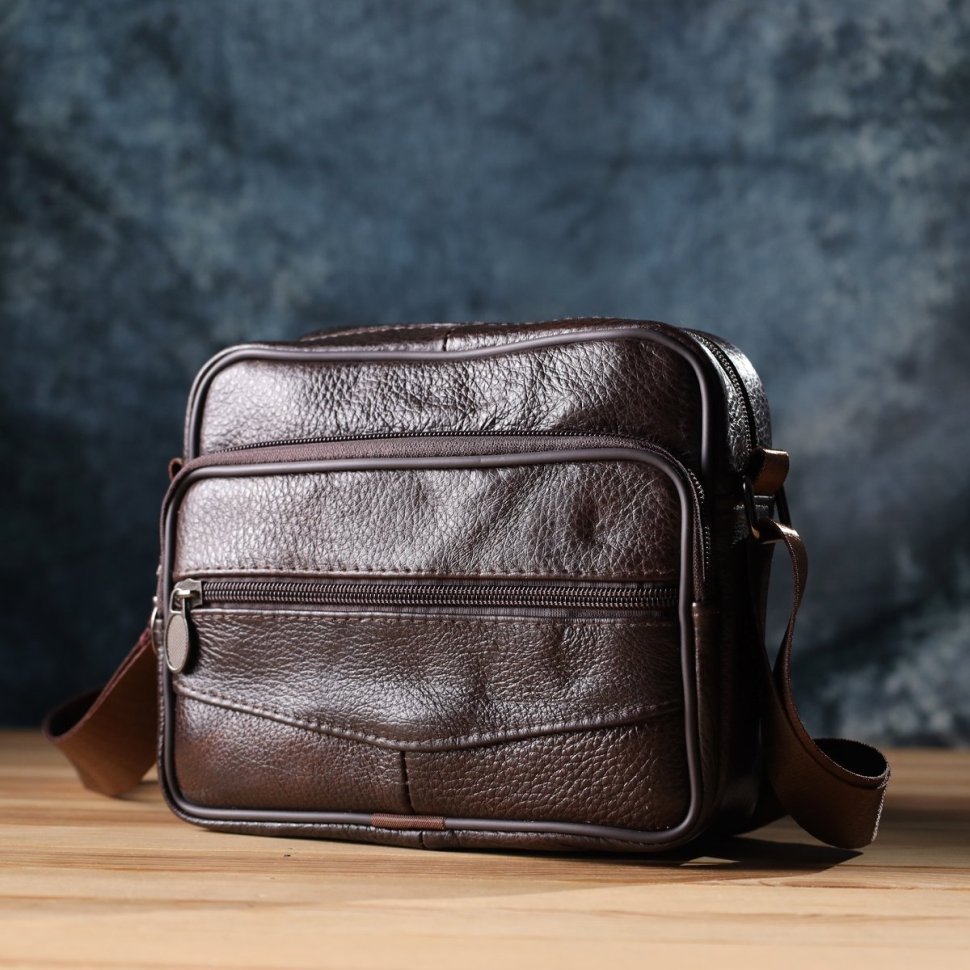 Горизонтальна чоловіча сумка з натуральної шкіри Vintage 94858 коричневого кольору фото №9 Горизонтальна чоловіча сумка з натуральної шкіри Vintage 94858 коричневого кольору modnotak фото №9