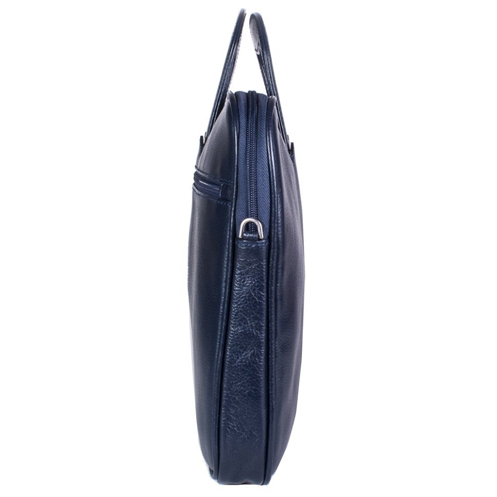 Деловая синяя сумка синего цвета из выдвижными ручками - DESISAN (11594)