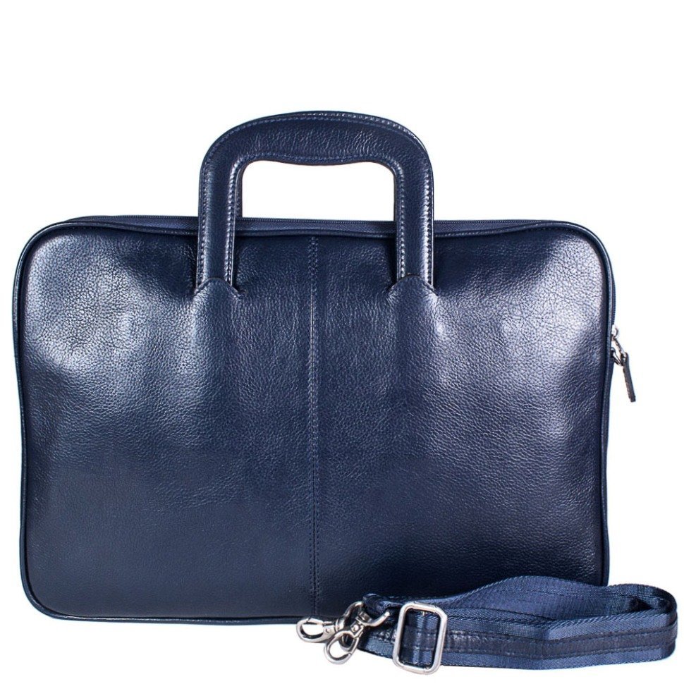 Ділова синя сумка синього кольору з висувними ручками - DESISAN (11594)