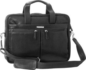 Чоловіча ділова сумка-портфель із натуральної шкіри флотар чорного кольору Vip Collection (21112)
