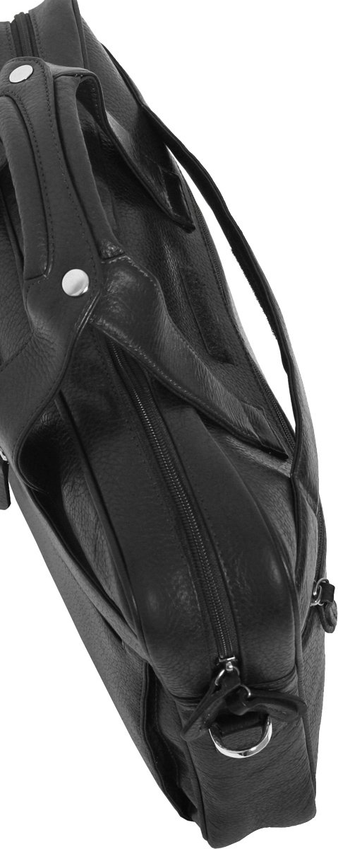 Мужская деловая сумка-портфель из натуральной кожи флотар черного цвета Vip Collection (21112)