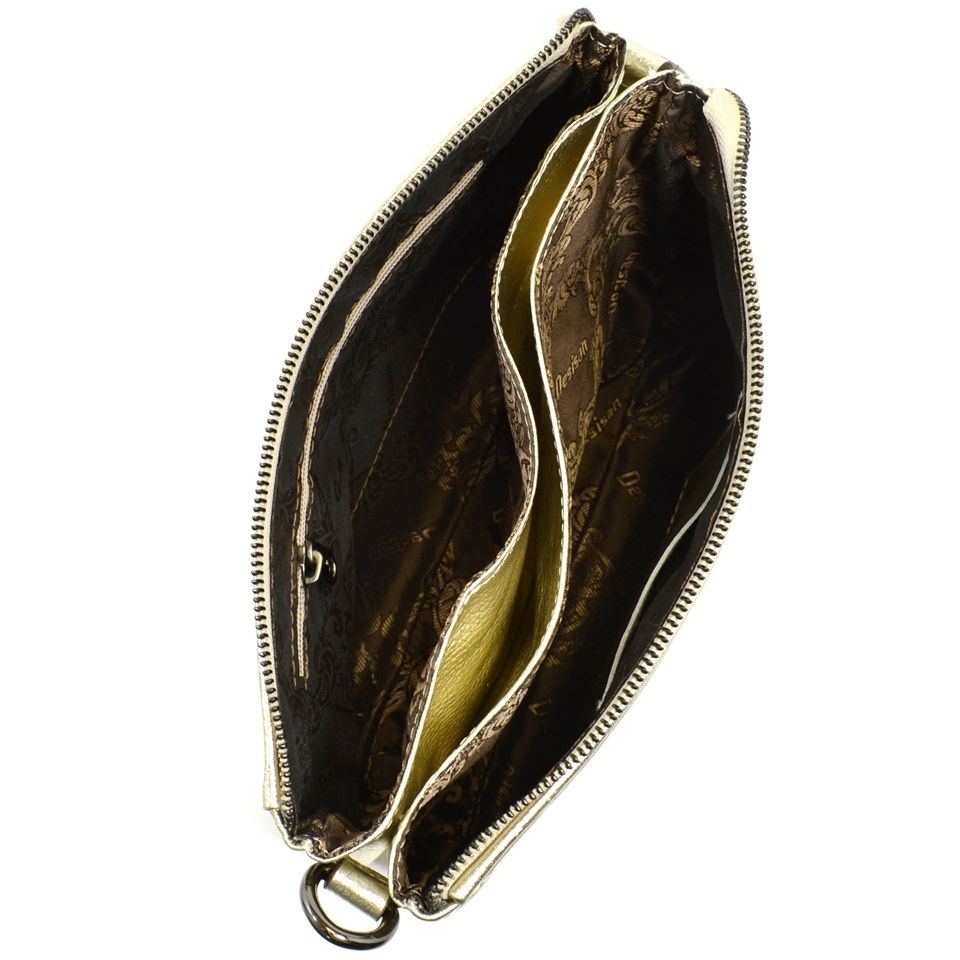 Женская золотистая кожаная сумка на плечо Desisan (28307)