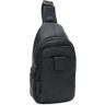 Чоловічий чорний слінг-рюкзак середнього розміру з натуральної шкіри Keizer (21414) - 1