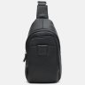 Мужской черный слинг-рюкзак среднего размера из натуральной кожи Keizer (21414) - 3