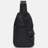 Чоловічий чорний слінг-рюкзак середнього розміру з натуральної шкіри Keizer (21414) - 4