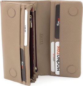 Бежевий жіночий гаманець великого розміру з натуральної шкіри KARYA (55958)