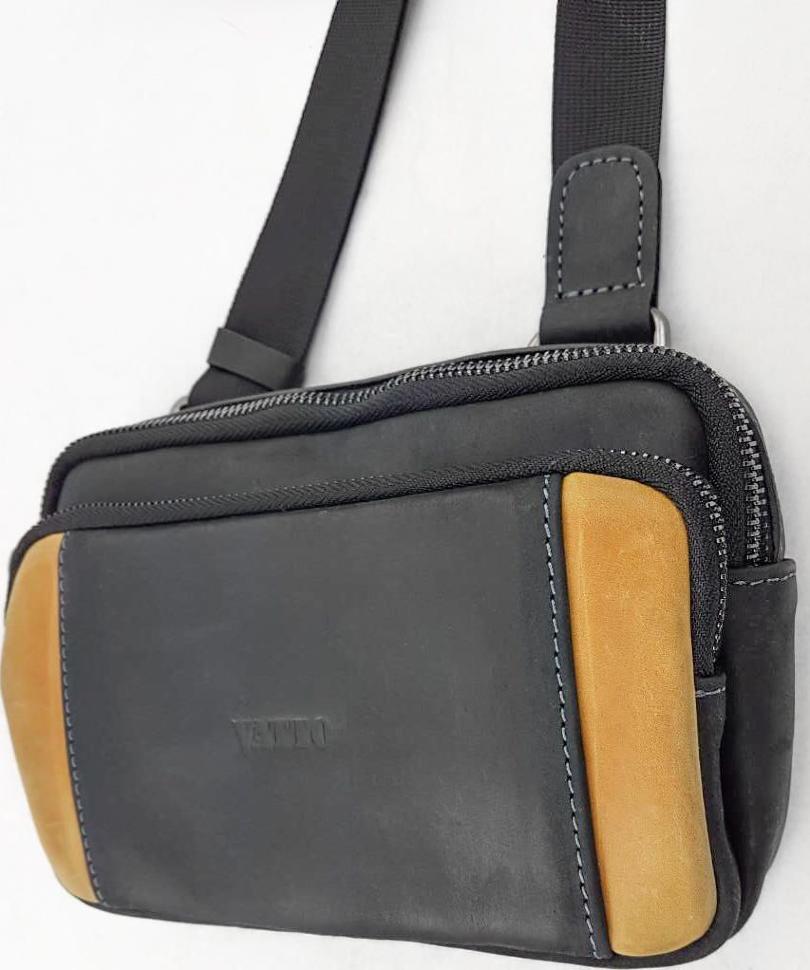 Невелика сумка горизонтального типу чорна з рудим VATTO (11800)