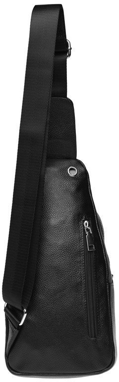 Мужской кожаная сумка-рюкзак через плечо из износостойкой кожи черного цвета Borsa Leather (19383)