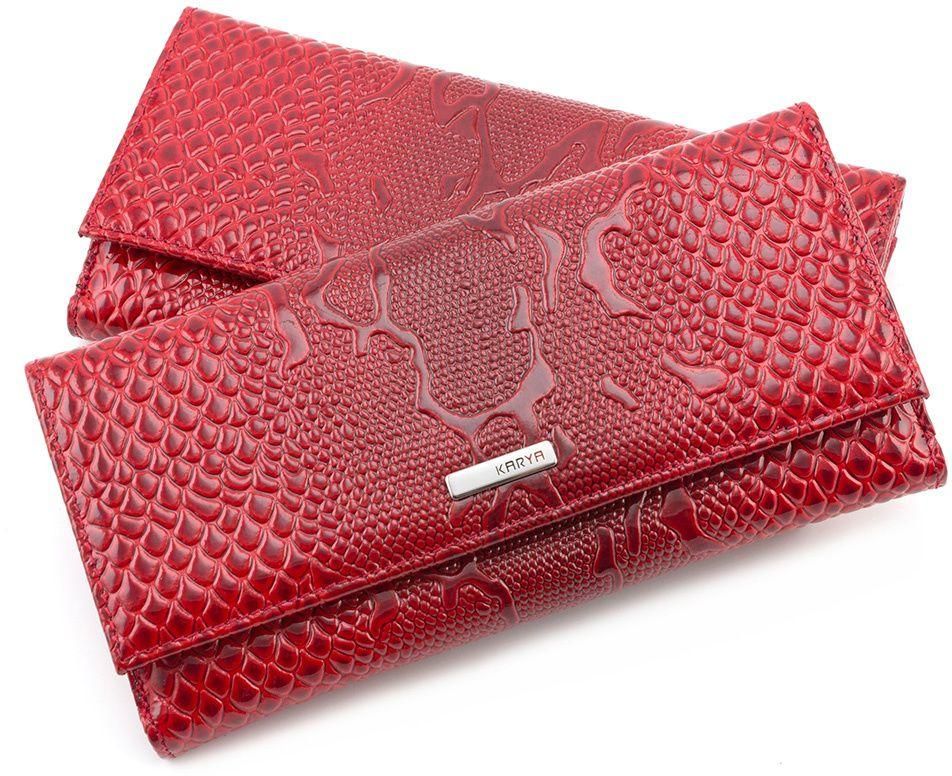 Жіночий червоний гаманець з тисненням під шкіру змії KARYA (16145)