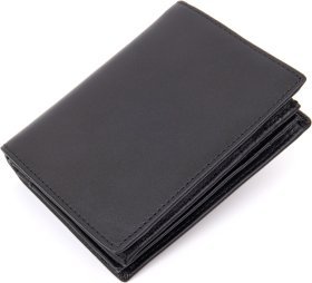 Черное компактное мужское портмоне из натуральной кожи под много карт Vintage (2420433)