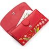 Червоний гаманець з квітами з натуральної шкіри морського ската STINGRAY LEATHER (024-18084) - 3