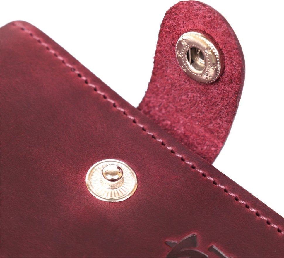 Тонкий женский марсаловый кошелек из винтажной кожи без монетницы Shvigel (2416457)