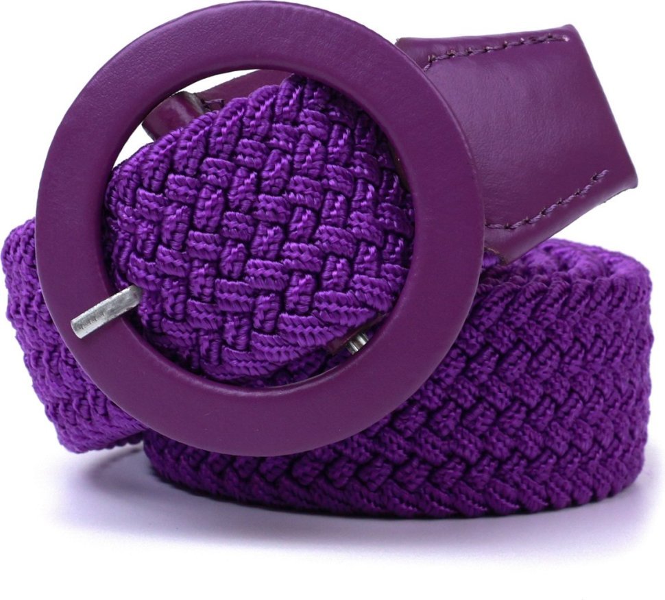 Текстильний жіночий ремінь фіолетового кольору Vintage (2420816)