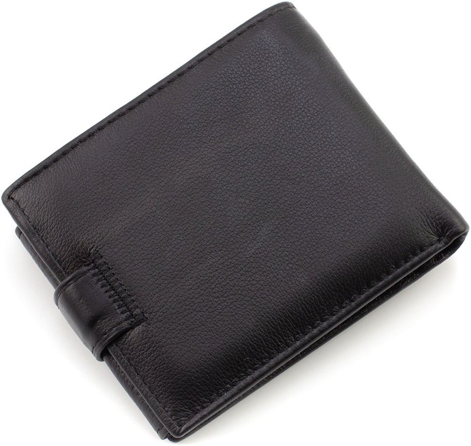 Горизонтальне чоловіче портмоне із натуральної шкіри чорного кольору під документи ST Leather 1767358