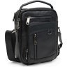 Гладкая мужская кожаная сумка-барсетка черного цвета на две молнии Keizer (22070) - 1