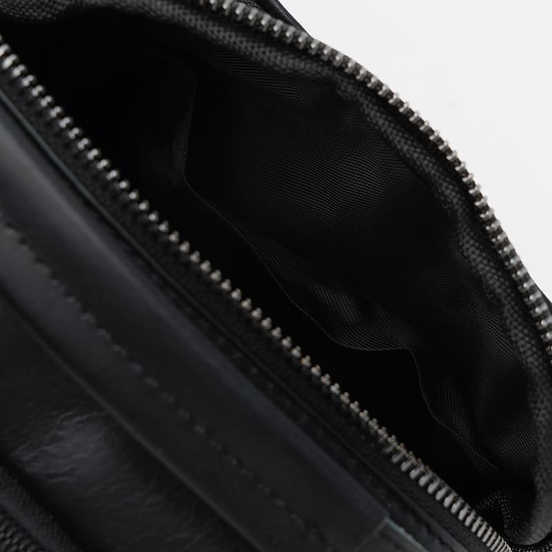 Гладка чоловіча шкіряна сумка-барсетка чорного кольору на дві блискавки Keizer (22070)