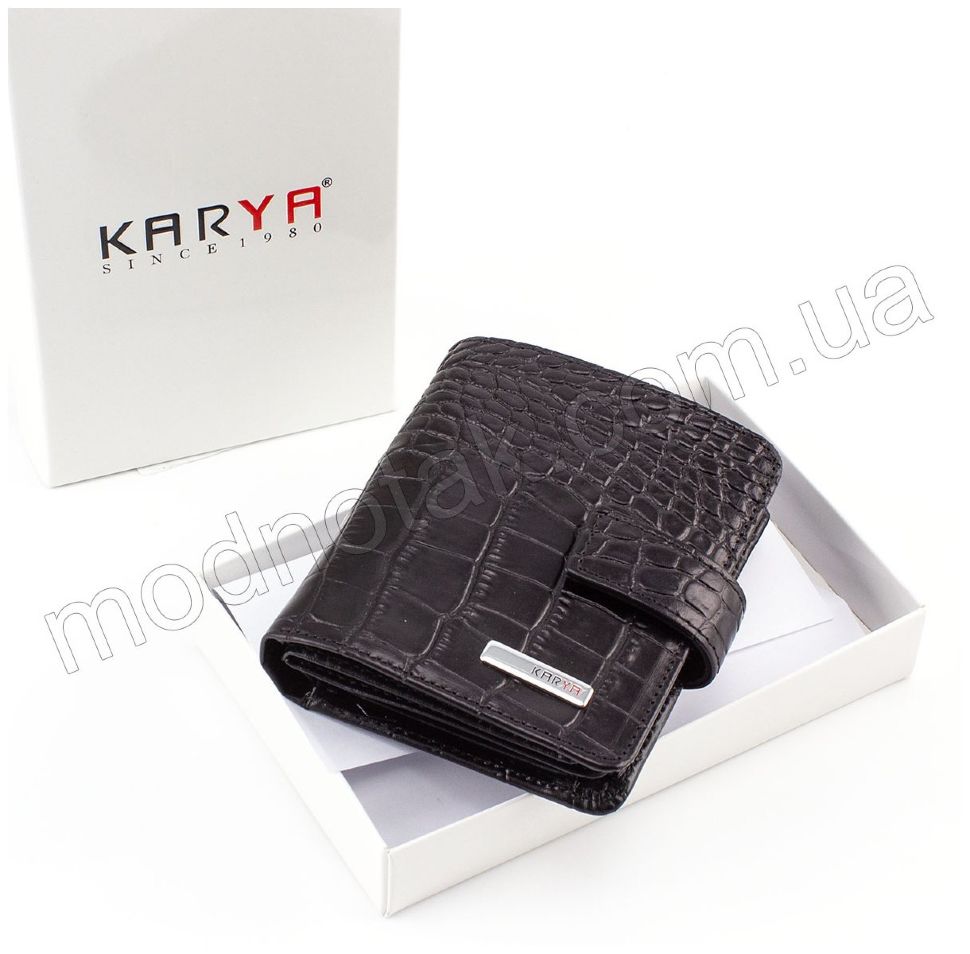 Маленький чоловічий гаманець з тисненням на шкірі KARYA (0952-53)