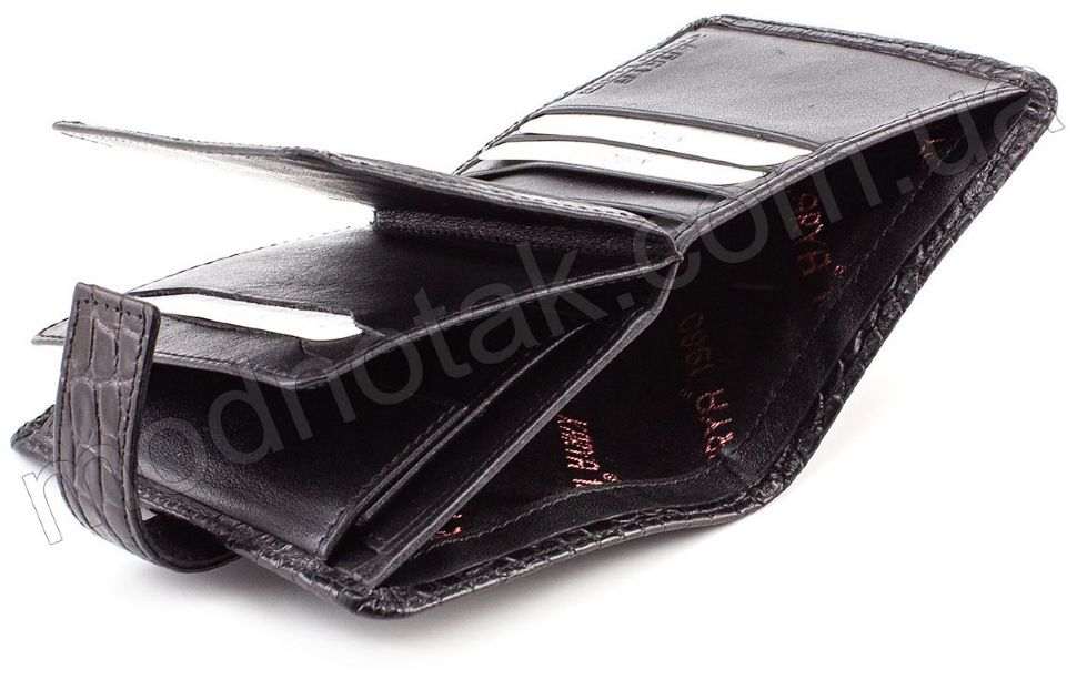 Маленький чоловічий гаманець з тисненням на шкірі KARYA (0952-53)