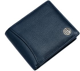 Якісний чоловічий гаманець із фактурної шкіри без застібки Hammonds Flycatcher HF592 синього кольору 108058